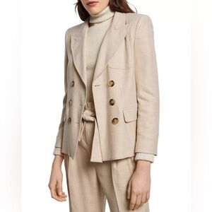 ba&sh Bazra Beige Double Breasted Wool Blend Lady Blazer Jacket Size 1/Small